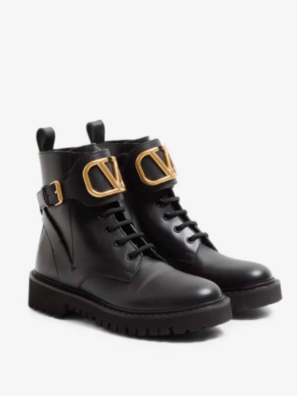 Valentino VLOGO Buckle Combat Boot 37